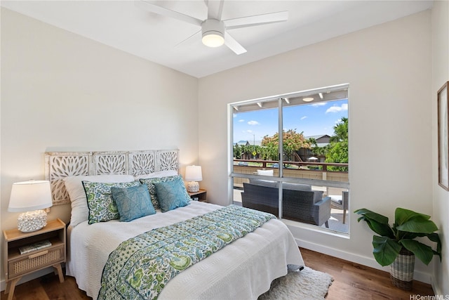 91-985 Puahala St Unit 42R, Ewa Beach, HI 96706 - bedroom with wood finished floors and a ceiling fan