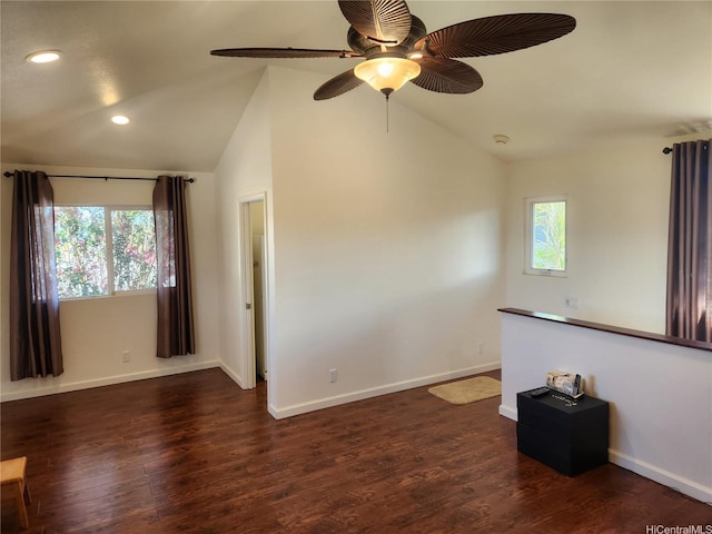 94-373 Leleaka St, Mililani, HI 96789 - spare room featuring lofted ceiling, a ceiling fan, recessed lighting, and dark wood finished floors