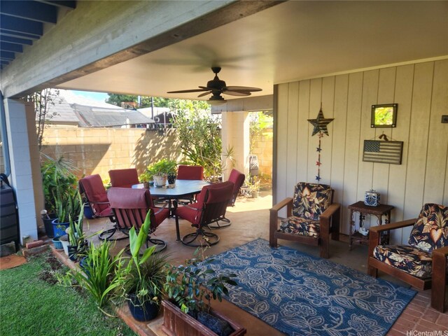 94-373 Leleaka St, Mililani, HI 96789 - view of patio featuring a ceiling fan, outdoor dining space, and an outdoor living space