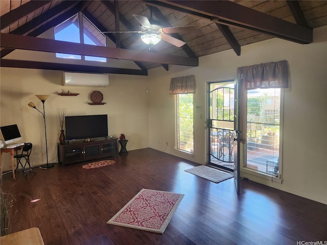 94-373 Leleaka St, Mililani, HI 96789 - living area with a wall mounted AC, wood finished floors, and a ceiling fan