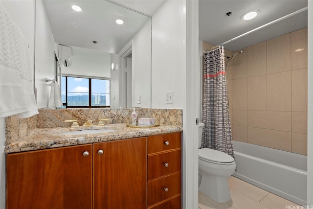 990 Ala Nanala St Unit 35B, Honolulu, HI 96818 - full bathroom featuring vanity, tile patterned floors, shower / tub combo, and recessed lighting