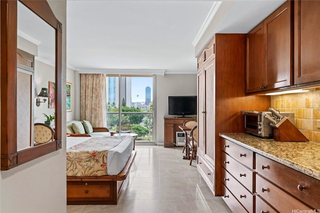 2045 Kalakaua Ave Unit 403, Honolulu, HI 96815 - bedroom featuring crown molding, light tile patterned flooring, and access to outside