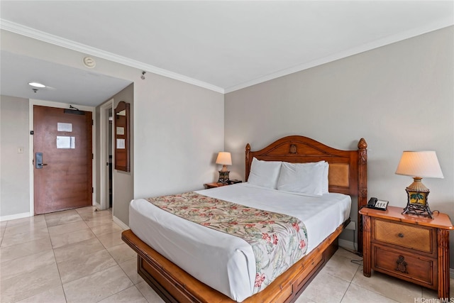 2045 Kalakaua Ave Unit 403, Honolulu, HI 96815 - bedroom featuring ornamental molding and light tile patterned floors