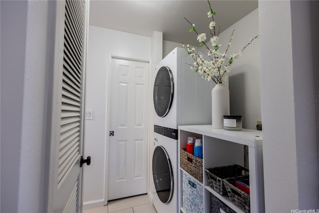 94-1010 Awalua St, Waipahu, HI 96797 - laundry room with stacked washer and clothes dryer and light tile patterned flooring