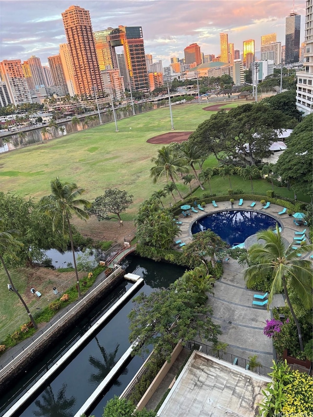 2333 Kapiolani Blvd Unit 1008, Honolulu, HI 96826 - aerial view of property and surrounding area with skyline