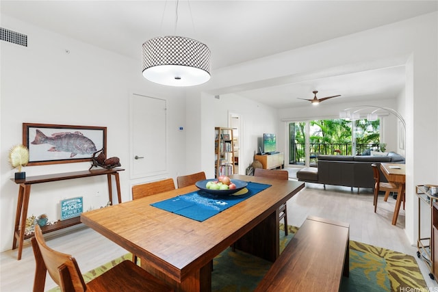 437 Kailua Rd Unit 6107, Kailua, HI 96734 - dining room with ceiling fan and light wood-style floors