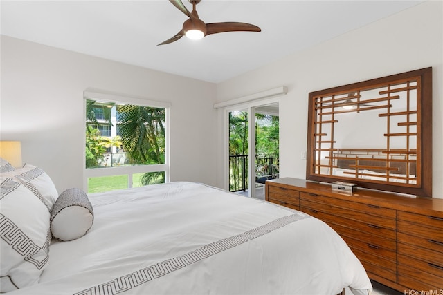 437 Kailua Rd Unit 6107, Kailua, HI 96734 - bedroom with access to exterior and a ceiling fan