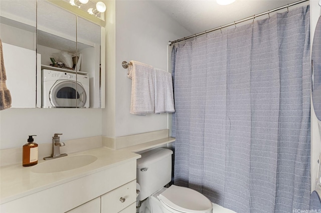 775 Kinalau Pl Unit 1806, Honolulu, HI 96813 - full bathroom with washer / clothes dryer, vanity, and a shower with curtain