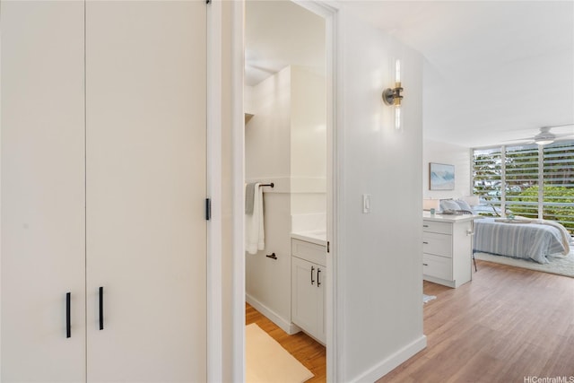 53-549 Kamehameha Hwy Unit 313, Hauula, HI 96717 - corridor featuring light wood-style flooring and a wall of windows