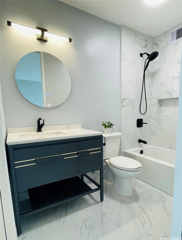 1556 Piikoi St Unit 506, Honolulu, HI 96822 - full bathroom with marble look tile flooring, vanity, and  shower combination