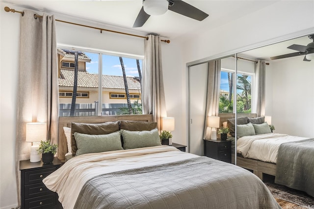 91-1516 Keonekapu St, Ewa Beach, HI 96706 - bedroom featuring multiple windows, a ceiling fan, and access to exterior