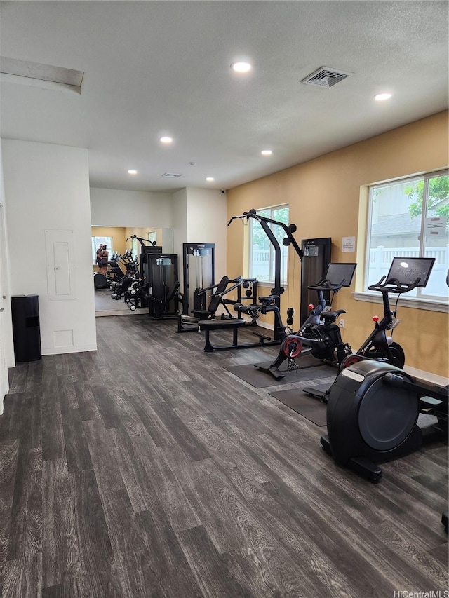 1180 Kakala St Unit 608, Kapolei, HI 96707 - gym with wood finished floors, recessed lighting, and electric panel
