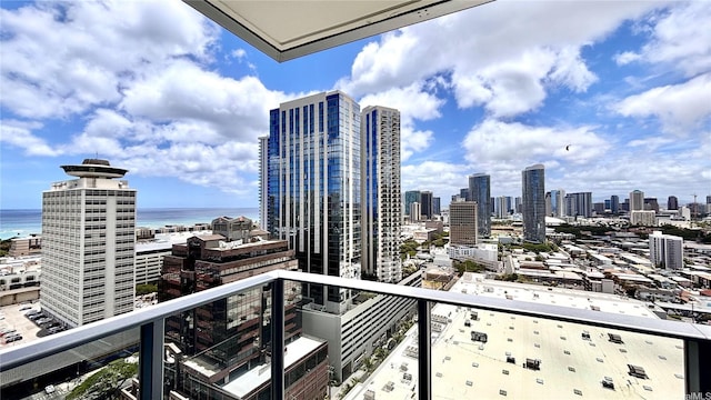 629 Keeaumoku St Unit 2310, Honolulu, HI 96814 - balcony featuring a skyline view and a water view