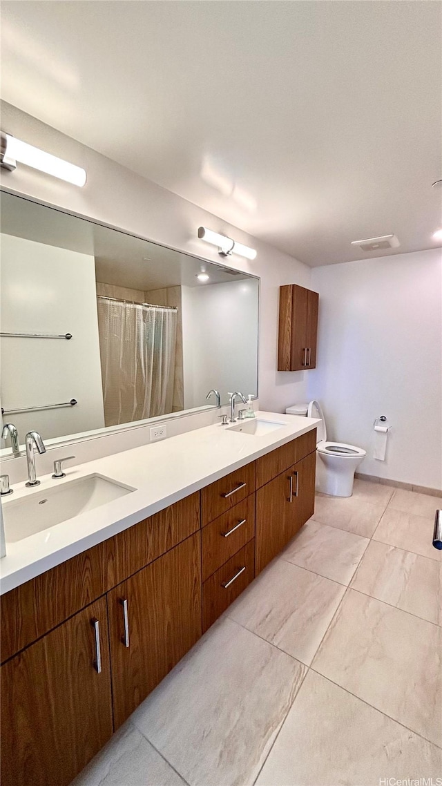 629 Keeaumoku St Unit 2310, Honolulu, HI 96814 - full bath with double vanity, tile patterned floors, and curtained shower