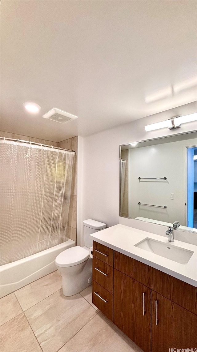629 Keeaumoku St Unit 2310, Honolulu, HI 96814 - full bath featuring vanity, shower / bathtub combination with curtain, and tile patterned floors