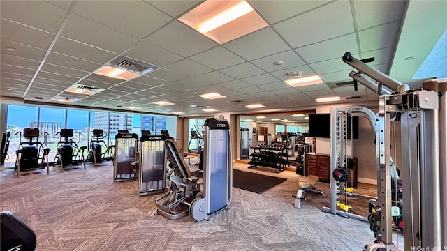 629 Keeaumoku St Unit 2310, Honolulu, HI 96814 - gym featuring a drop ceiling and carpet