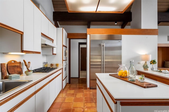 46-478 Haiku Plantations Dr, Kaneohe, HI 96744 - kitchen featuring stainless steel appliances, white cabinets, light countertops, and under cabinet range hood