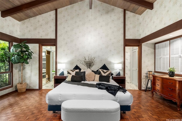 46-478 Haiku Plantations Dr, Kaneohe, HI 96744 - bedroom featuring wallpapered walls and wooden ceiling