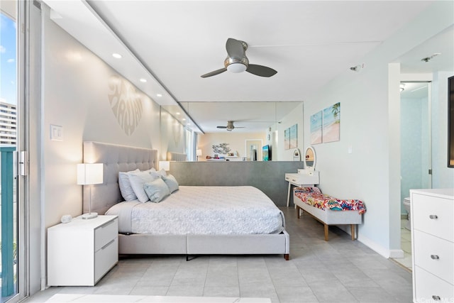 444 Kanekapolei St Unit 501, Honolulu, HI 96815 - bedroom with recessed lighting, light tile patterned floors, and ceiling fan