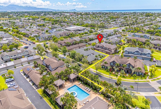 91-2070 Kaioli St Unit 4404, Ewa Beach, HI 96706 - aerial view of residential area featuring property parcel outlined and a pool area