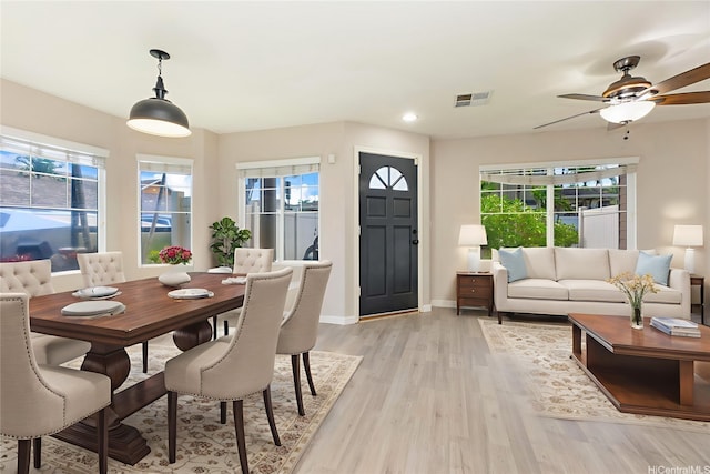 91-2070 Kaioli St Unit 4404, Ewa Beach, HI 96706 - dining space featuring light wood-style floors, a ceiling fan, and recessed lighting