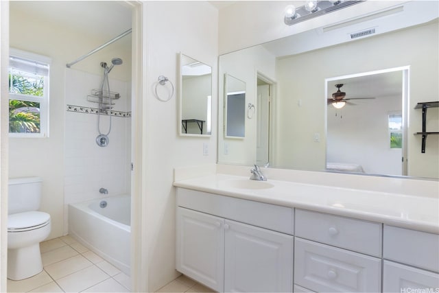 91-2070 Kaioli St Unit 4404, Ewa Beach, HI 96706 - full bathroom with a ceiling fan, vanity, bathing tub / shower combination, and tile patterned flooring