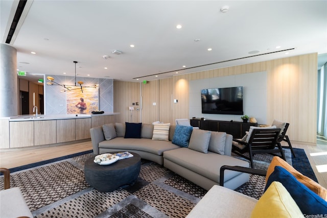 987 Queen St Unit 2308, Honolulu, HI 96814 - living room featuring recessed lighting and light wood-style flooring