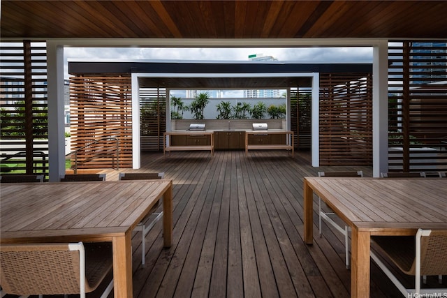 987 Queen St Unit 2308, Honolulu, HI 96814 - wooden deck with area for grilling and outdoor dining area