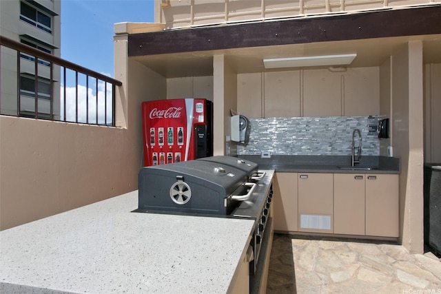 320 Liliuokalani Ave Unit 602, Honolulu, HI 96815 - kitchen with decorative backsplash and cream cabinetry
