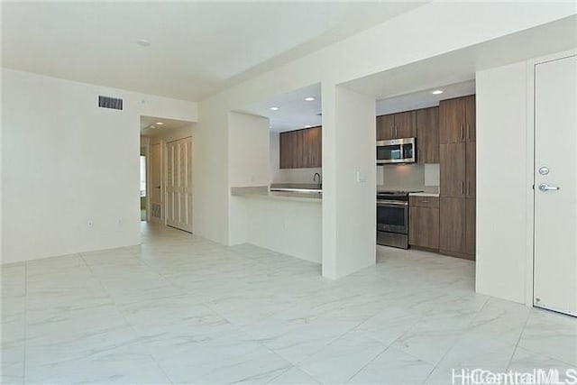 455 Kailua Rd Unit 4204, Kailua, HI 96734 - unfurnished living room with light marble finish floors and recessed lighting