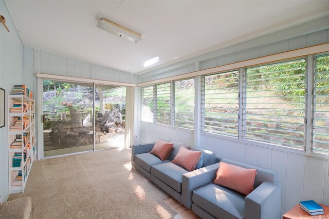 2410 Halenoho Pl, Honolulu, HI 96816 - sunroom featuring vaulted ceiling and carpet floors