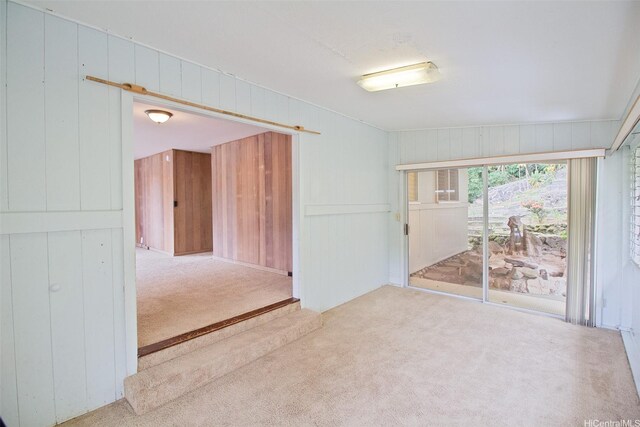 2410 Halenoho Pl, Honolulu, HI 96816 - carpeted empty room featuring wood walls