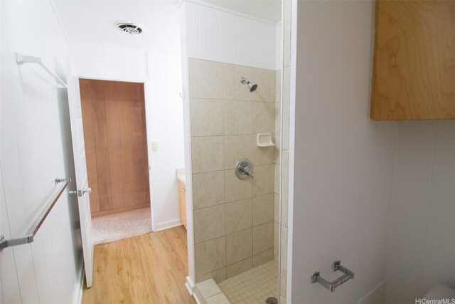 2410 Halenoho Pl, Honolulu, HI 96816 - bathroom featuring a shower stall and wood finished floors