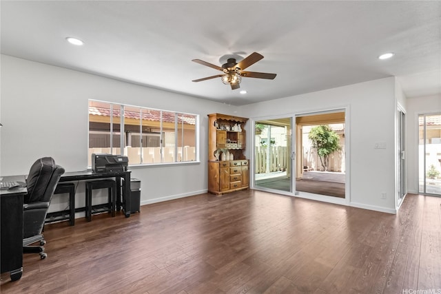 91-1186 Namahoe St, Kapolei, HI 96707 - office space featuring ceiling fan, wood finished floors, and recessed lighting