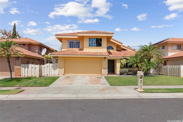 91-1186 Namahoe St, Kapolei, HI 96707 - mediterranean / spanish-style home with a tile roof, driveway, stucco siding, and a garage