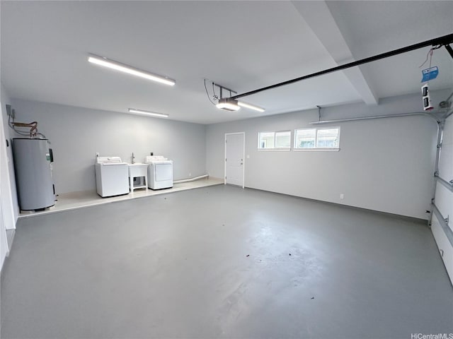 811 20th Ave, Honolulu, HI 96816 - garage featuring electric water heater, washer and clothes dryer, and a garage door opener