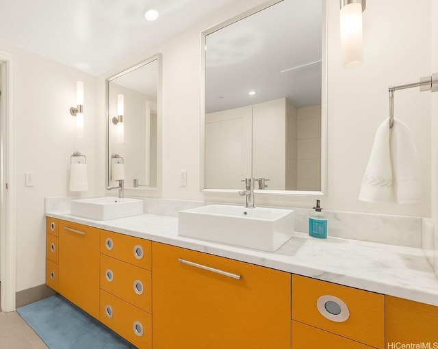 1177 Queen St Unit 2906, Honolulu, HI 96814 - bathroom with double vanity and tile patterned floors