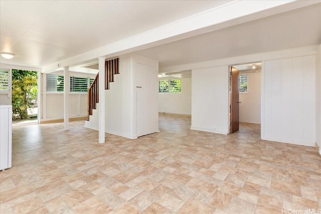 101 Kawananakoa Pl, Honolulu, HI 96817 - empty room featuring stairway and stone finish flooring