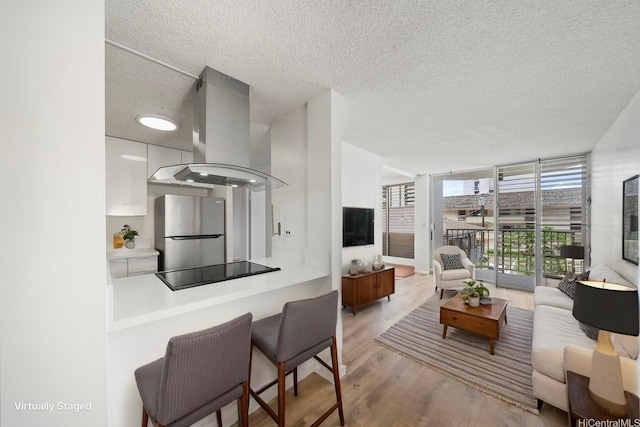 1535 Pensacola St Unit 208, Honolulu, HI 96822 - living area featuring a textured ceiling and light wood finished floors