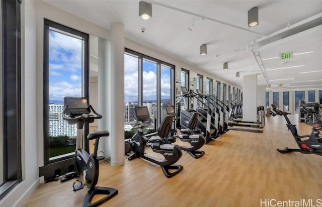 987 Queen St Unit 1512, Honolulu, HI 96814 - gym featuring wood finished floors