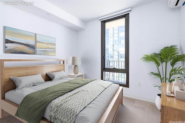987 Queen St Unit 1512, Honolulu, HI 96814 - bedroom featuring carpet flooring, a wall unit AC, and multiple windows