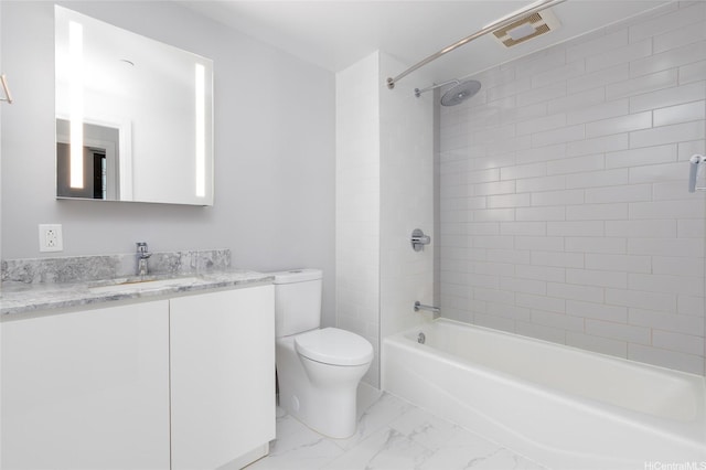 987 Queen St Unit 1512, Honolulu, HI 96814 - bathroom with marble look tile flooring, vanity, and bathtub / shower combination