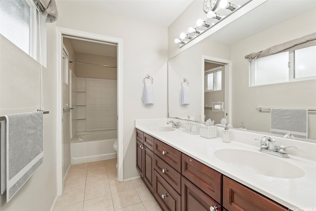 91-1200 Keaunui Dr Unit 208, Ewa Beach, HI 96706 - bathroom featuring double vanity, tile patterned flooring, and bathing tub / shower combination