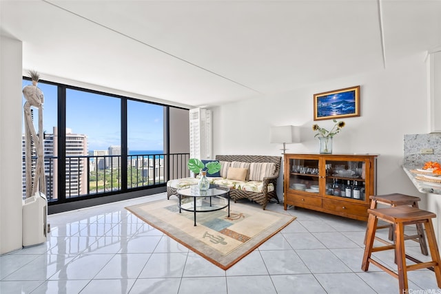 411 Hobron Ln Unit 3801, Honolulu, HI 96815 - living room with light tile patterned flooring and expansive windows