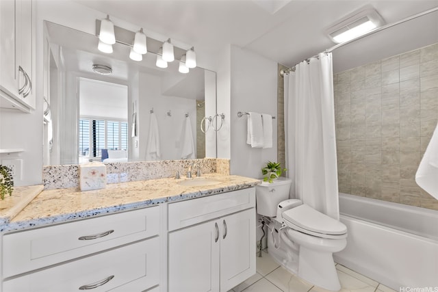 411 Hobron Ln Unit 3801, Honolulu, HI 96815 - bathroom featuring tile patterned flooring, vanity, and shower / bath combo with shower curtain