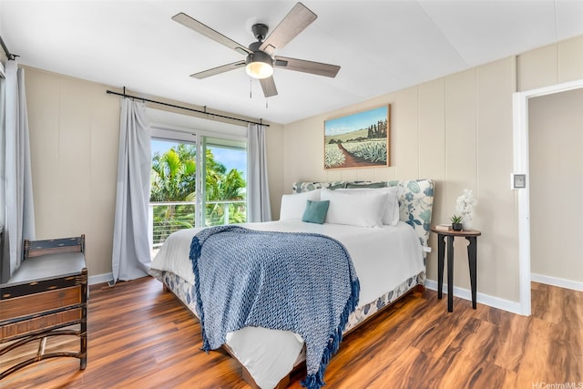 4845 Sierra Dr, Honolulu, HI 96816 - bedroom with wood finished floors and ceiling fan