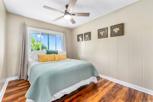 4845 Sierra Dr, Honolulu, HI 96816 - bedroom with wood finished floors and a ceiling fan