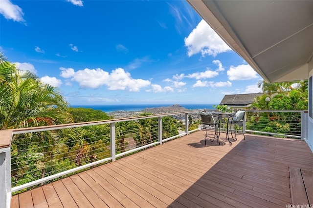 4845 Sierra Dr, Honolulu, HI 96816 - wooden deck featuring a water view