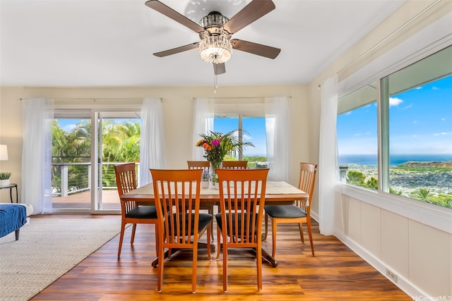 4845 Sierra Dr, Honolulu, HI 96816 - dining area with wood finished floors and ceiling fan