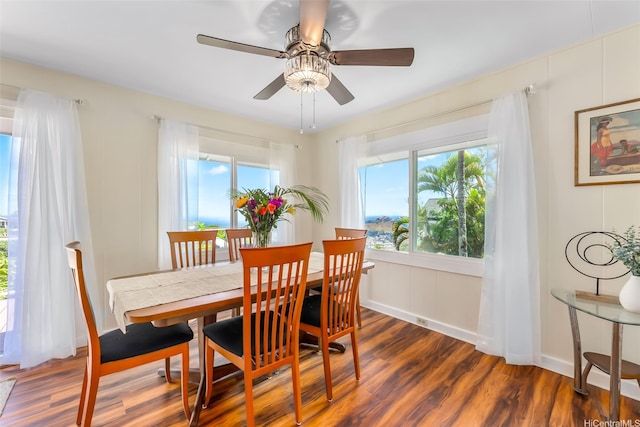 4845 Sierra Dr, Honolulu, HI 96816 - dining area featuring wood finished floors and a ceiling fan